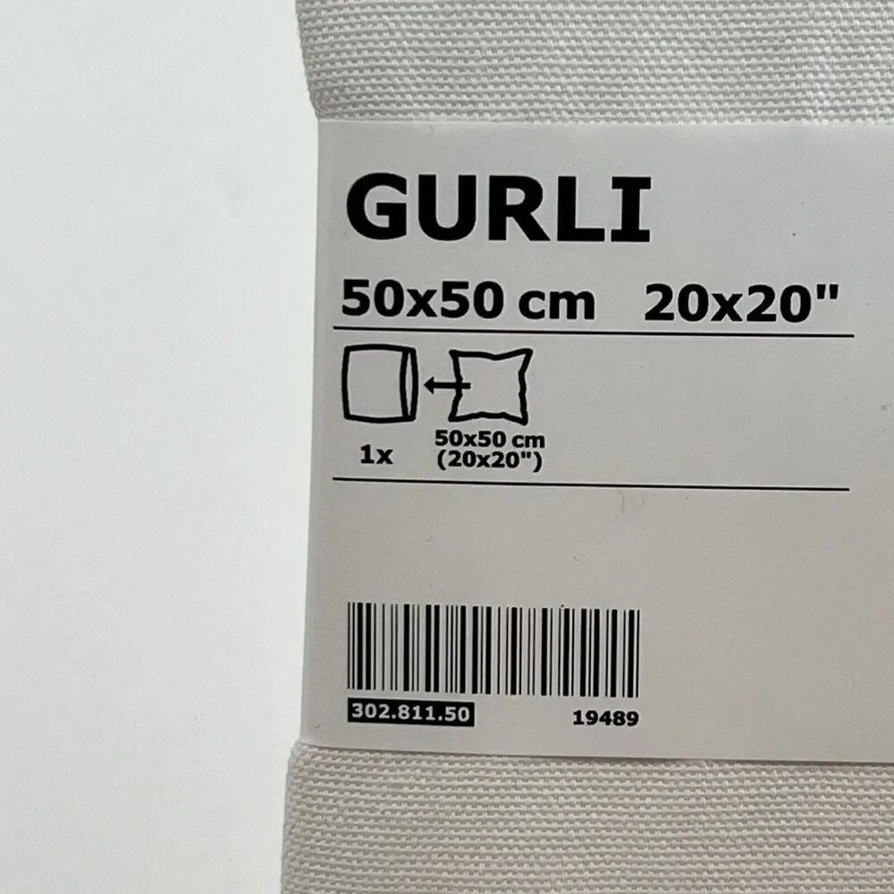 IKEA GURLI Cushion Pillow Cover Square 20X20 Ivory Cream 100% Cotton NEW